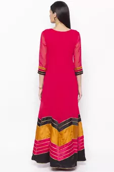Pink Embroidered Georgette Party Wear Kurti