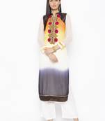 White Embroidered Georgette Party Wear Kurti