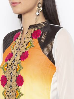 White Embroidered Georgette Party Wear Kurti 5