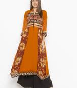 Mustard Embroidered Georgette Party Wear Kurti
