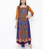 Mustard Embroidered Georgette Party Wear Kurti