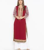 Maroon Embroidered Georgette Party Wear Kurti
