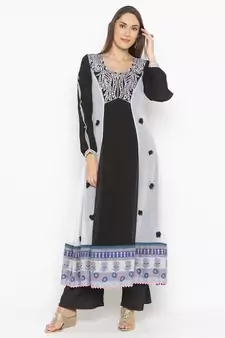 Black Embroidered Georgette Party Wear Kurti