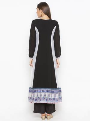 Black Embroidered Georgette Party Wear Kurti 4