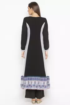 Black Embroidered Georgette Party Wear Kurti