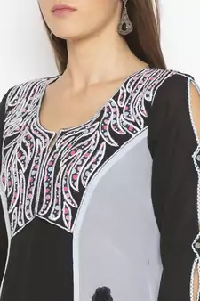 Black Embroidered Georgette Party Wear Kurti