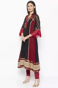 Black Embroidered Georgette Party Wear Kurti