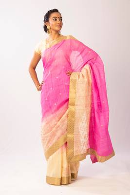 Pink Embroidered Art Silk Saree With Blouse 1