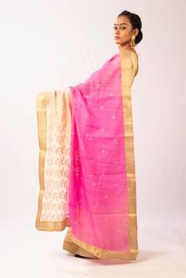 Pink Embroidered Art Silk Saree With Blouse 2
