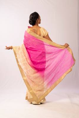 Pink Embroidered Art Silk Saree With Blouse 3