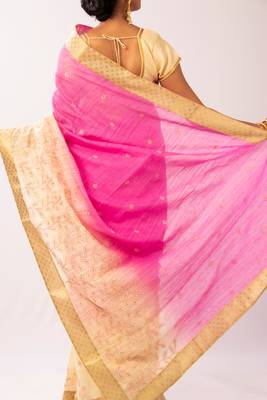 Pink Embroidered Art Silk Saree With Blouse 4