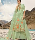 Light Green Embroidered Faux Georgette Salwar