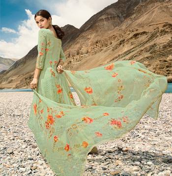 Light Green Embroidered Faux Georgette Salwar 2