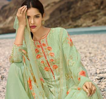 Light Green Embroidered Faux Georgette Salwar 4