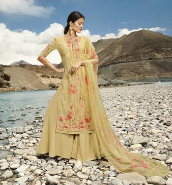 Light Yellow Embroidered Faux Georgette Salwar 1