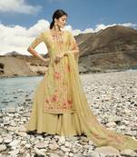 Light Yellow Embroidered Faux Georgette Salwar