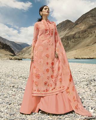 Baby Pink Embroidered Faux Georgette Salwar 1