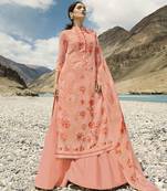 Baby Pink Embroidered Faux Georgette Salwar