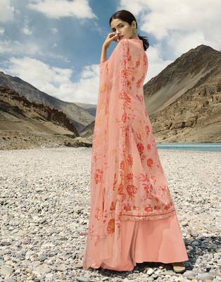 Baby Pink Embroidered Faux Georgette Salwar 2