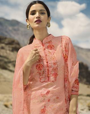 Baby Pink Embroidered Faux Georgette Salwar 3