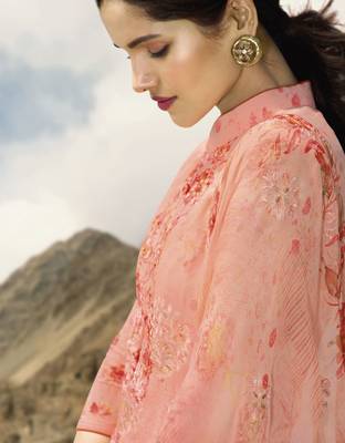Baby Pink Embroidered Faux Georgette Salwar 4