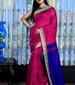 Light Magenta Blended Cotton Saree With Temple Border