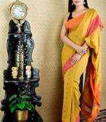 Mustered Yellow Pure Cotton Saree With Dual Border And Woven Pallu 