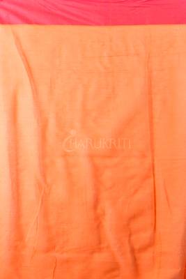 Salamander Orange Pure Cotton Saree With Pink Border And Zari Pallu 3