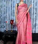 Rouge Pink Blended Matka With Jaal Cut Embroidery