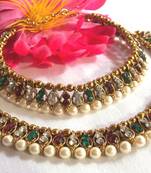 White Pearl Multi Color Stone Anklet