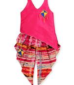 Kite Short Cross Top With Dhoti Set For Girls