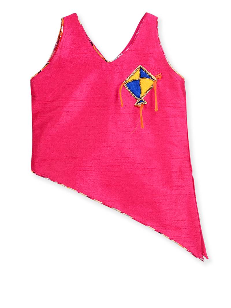 Kite Short Cross Top With Dhoti Set For Girls