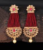 Red Beaded Traditional Design  Earrings