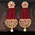 Red Beaded Traditional Design  Earrings