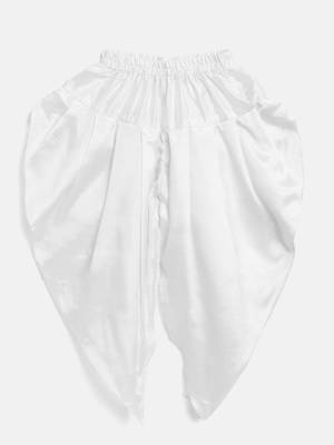 Red Silk Jacquard Peplum Top With Dhoti Set For Baby Girl 3