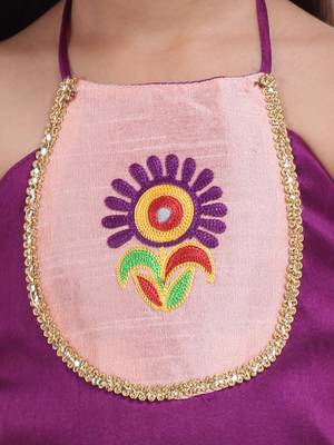 Purple Embroidered Top With Dhoti For Girls 4