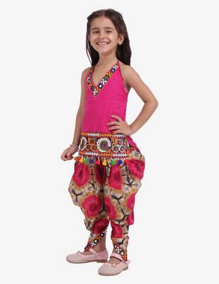 Pink Shibori Embroidered Top Dhoti For Baby Girl Pink 3
