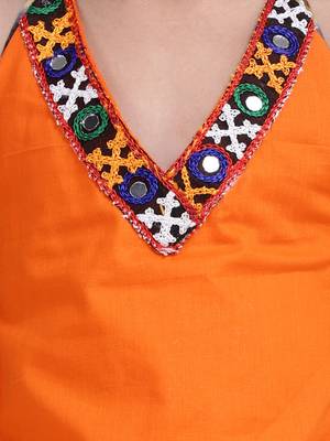 Orange Shibori Embroidered Top Dhoti For Baby Girl Orange 5