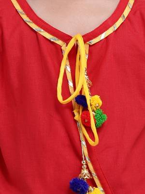 Red Jaipuri Print Pure Cotton Dhoti Top For Baby Girls 4