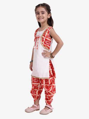White Attached Jacket Kurti Dhoti For Baby Girls  Red 3