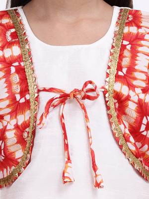 White Attached Jacket Kurti Dhoti For Baby Girls  Red 4