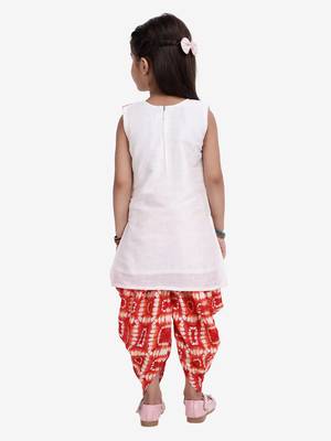 White Attached Jacket Kurti Dhoti For Baby Girls  Red 5