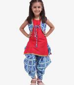 Red Attached Jacket Kurti Dhoti For Baby Girls  Blue