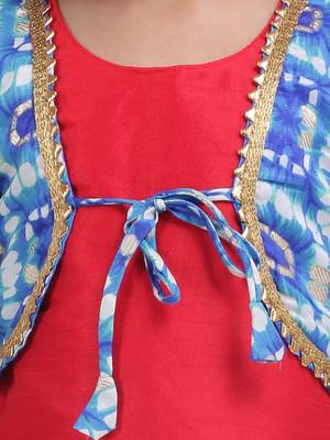 Red Attached Jacket Kurti Dhoti For Baby Girls  Blue 5