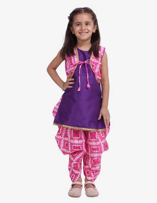 Purple Attached Jacket Kurti Dhoti For Baby Girls  Pink 1