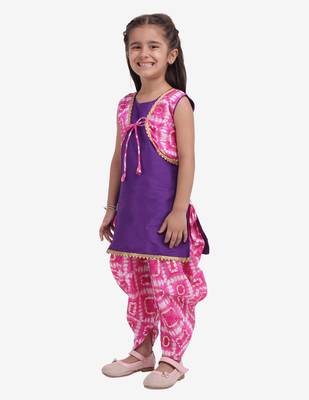 Purple Attached Jacket Kurti Dhoti For Baby Girls  Pink 2