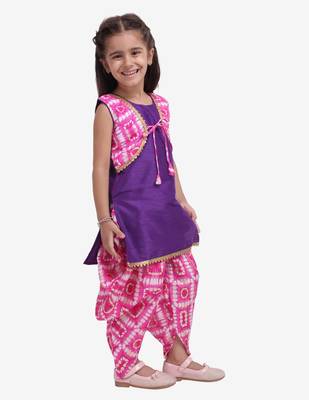 Purple Attached Jacket Kurti Dhoti For Baby Girls  Pink 3