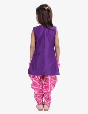 Purple Attached Jacket Kurti Dhoti For Baby Girls  Pink 5