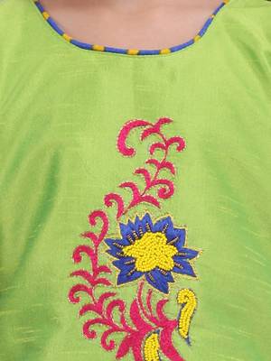 Yellow Hand Embroidery Kurti Dhoti For Girls  Yellow 5