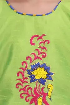 Yellow Hand Embroidery Kurti Dhoti For Girls  Yellow